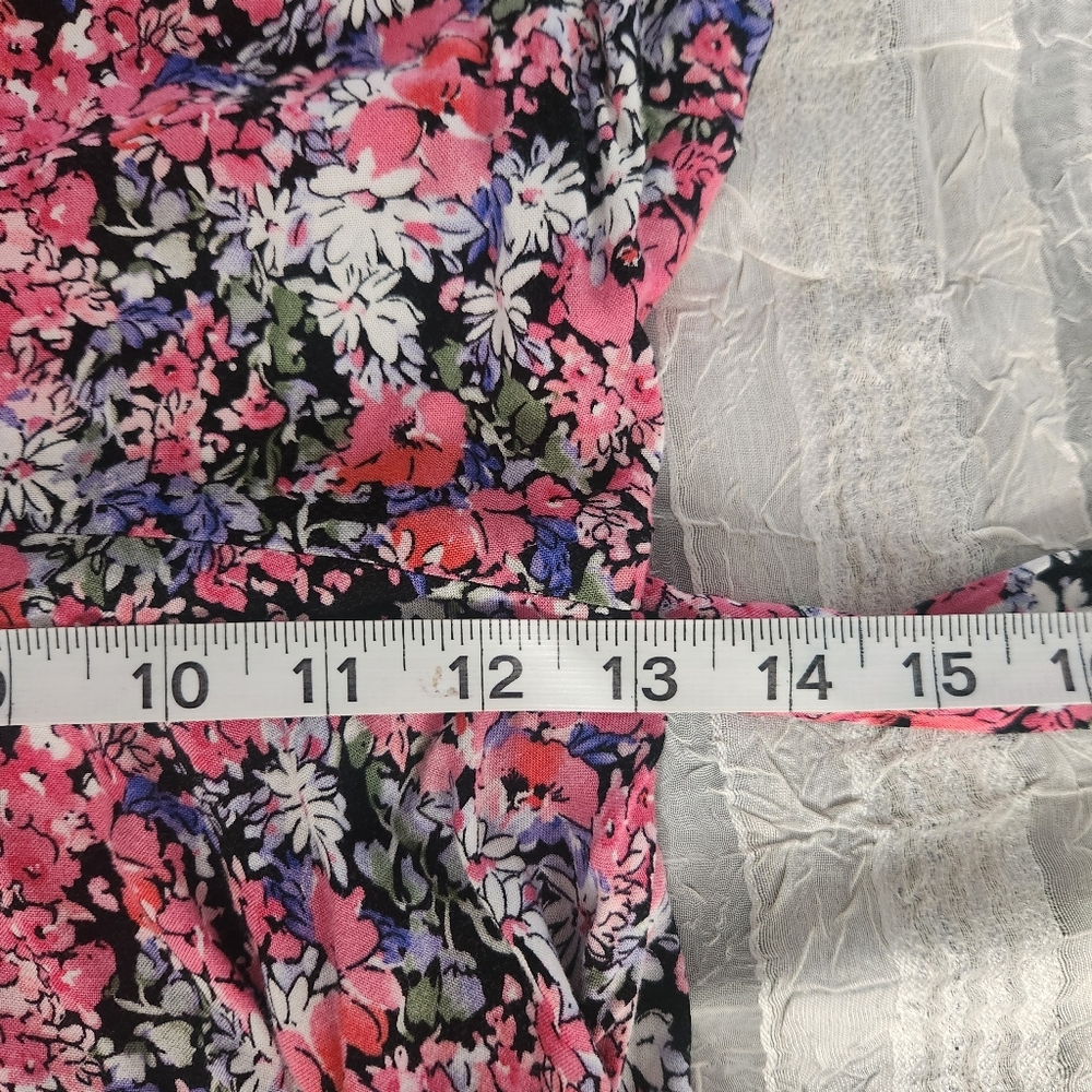 Floral Mini Dress in Pink and Black With Belt - Picture 10 of 11